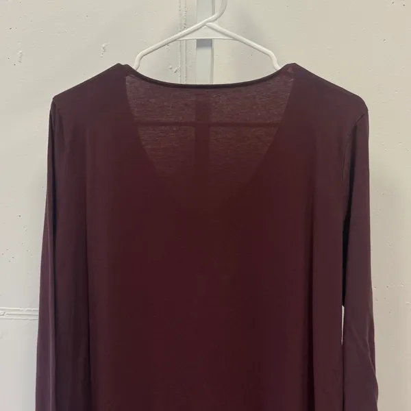 Loft Outlet XL Burgundy Crochet Lace V-Neck Long Sleeve Cotton Top Soft - Image 5