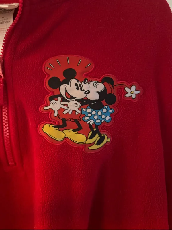 Disney Red Fleece Half-Zip Pullover with Mickey Graphic - Image 3