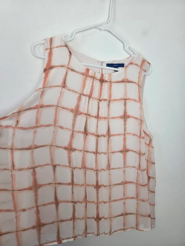 Apt.9 Pink Windowpane Print Camisole Sleeveless Blouse Preppy Plus Size XXL - Image 3