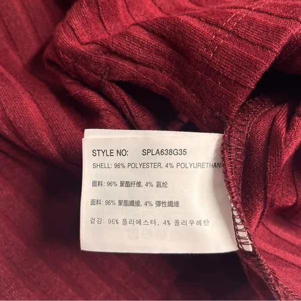 NWT Spao top Korean brand women’s ribbed shirt medium burgundy‎ top stretch - Image 10