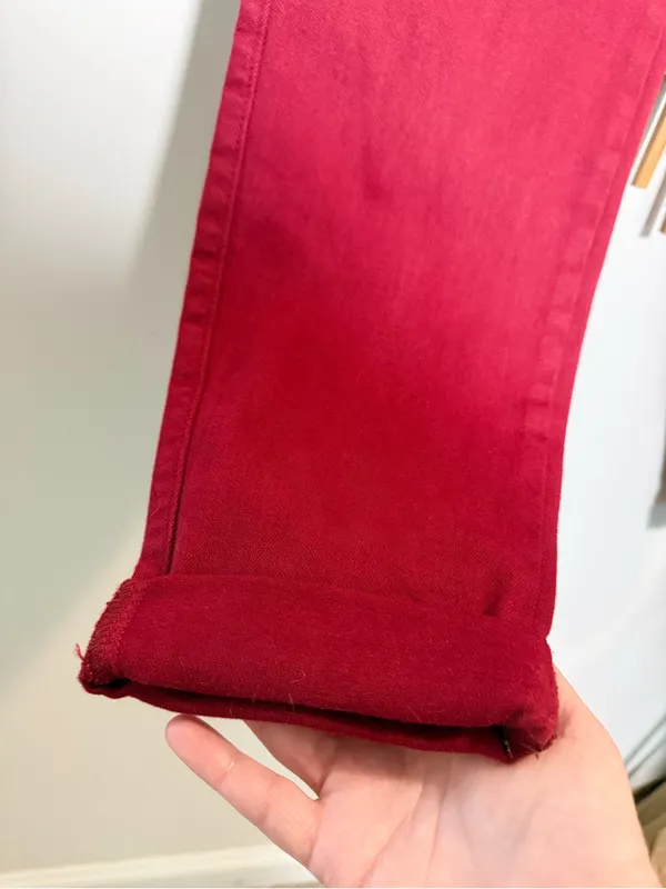 Judy Blue Garmet Dyed Deep Red Boyfriend/ Jogger Jeans Drawstring Waist NWT Fall - Image 2