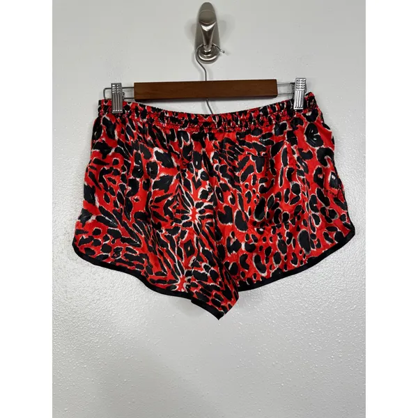 Pacha Ibiza River Island Womens Red Leopard Print Satin Shorts Size Medium - Image 2