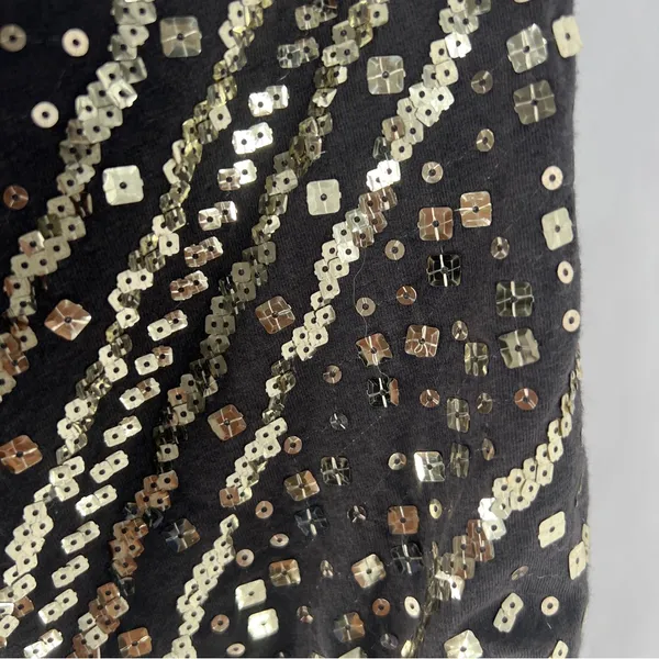 Express‎ Gray Stretch Knit Sequin Embellished Strapless Maxi Dress Dress Slit L - Image 5