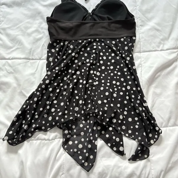 Womens Swimsuit Bathing Suit Black White Polka Dot‎ Beach Summer Goth Grunge - Image 5