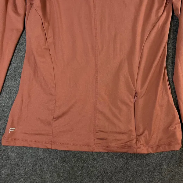 Fabletics Womens Long Sleeve Mock Neck Active Top Rust Orange Thumbholes Small - Image 10