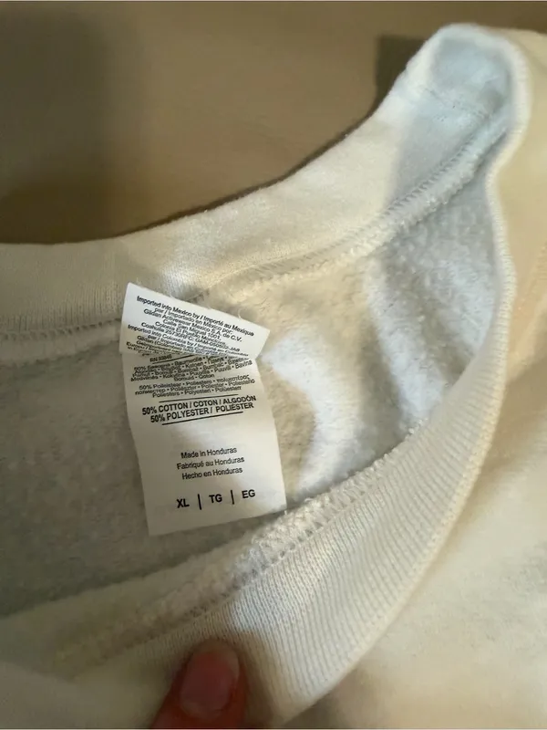 Hazel White Cropped Sweatshirt with Red Logo - Image 2