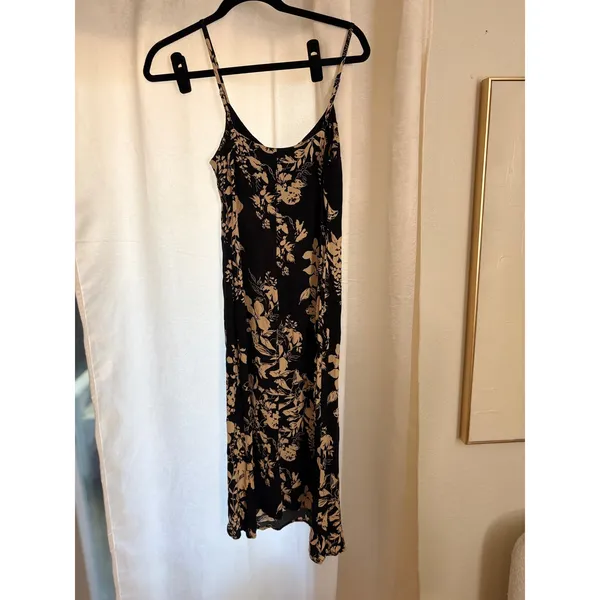 REFORMATION Black Floral Midi Crimini‎ Dress Size 0 - Image 6
