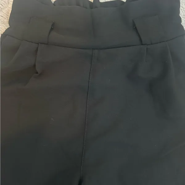 High Waist Belted Hem Cropped Pants Black Size XS - Image 8