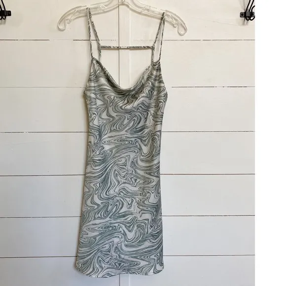 Audrey 3+1‎ Forest Green & White Marble Mini Slip Dress - S - Image 9