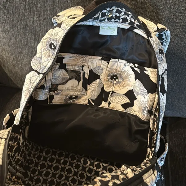 Vera Bradley Floral Black Beige and White Backpack - Image 4