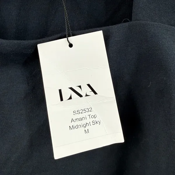 LNA Amani Tank Top SZ Medium NWT Midnight Sky Ruched Sleeveless Square Neck - Image 4