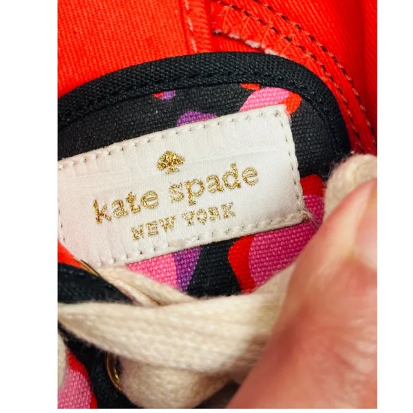 Keds Kate Spade Leopard Sneakers Womens 6 Black Pink Red Low Top Lace Up - Image 4