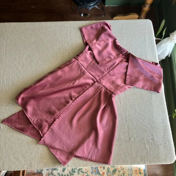 Lulus Always Celebrating Mauve Pink Satin Off-the-Shoulder Mini Dress Size M - Image 11