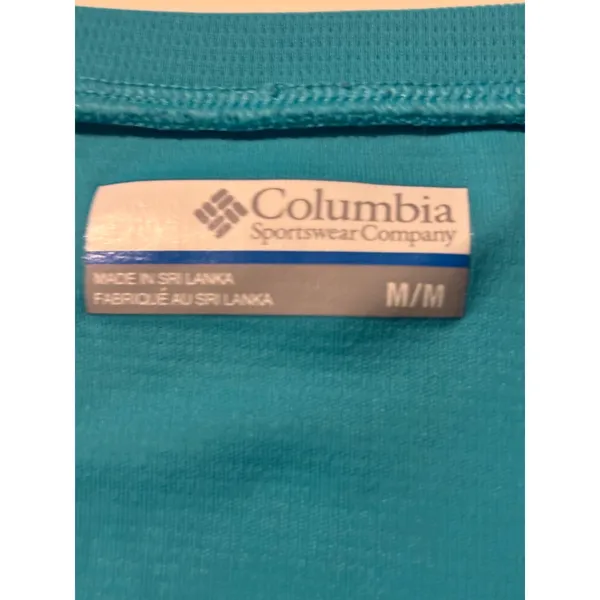 Columbia PFG Womens Turquoise Blue Henley Short Sleeve Mesh Active Top Medium - Image 4