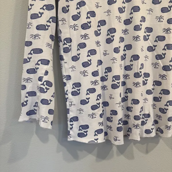 Roller Rabbit Moby Whale Pajamas Set Womens Blue White Pima Cotton PJs - Image 3