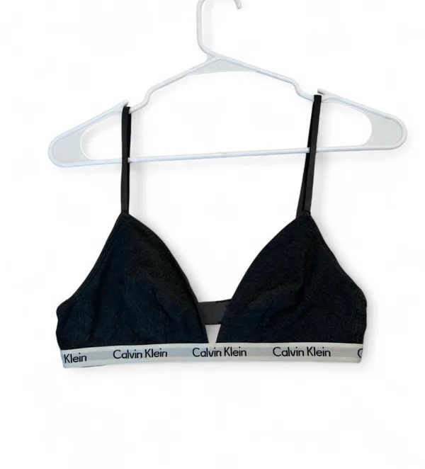 Calvin Klein Modern Cotton Unlined Triangle Bra - Black/White ~Size M - Image 2