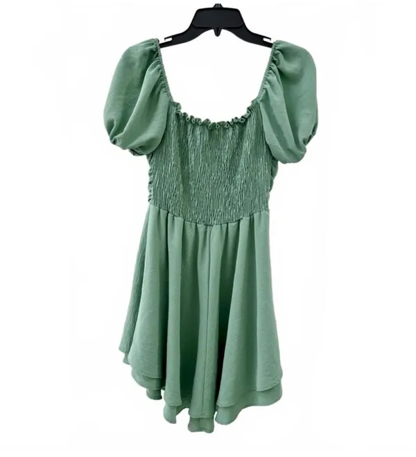 Altard State Sage Green Puff Sleeve Mini Dress - Image 4