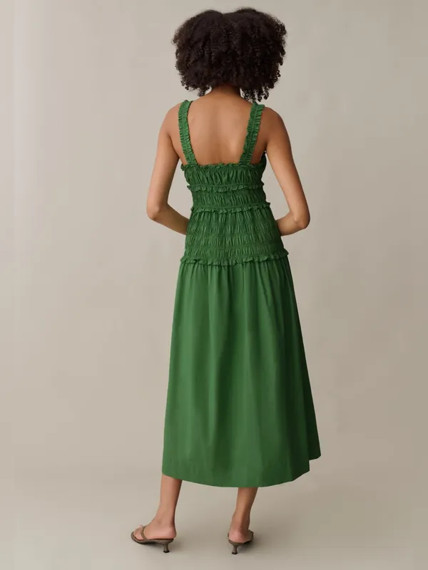 NWT Few Moda Freya Cotton Dress size Medium M Fern Green midi smocked o.p.t - Image 2