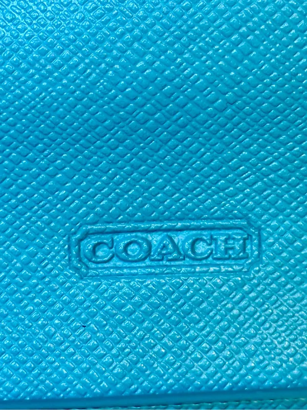 Coach Foldover Crossbody Wallet Bag Robin's Egg Blue Pebbled Leather - Image 4