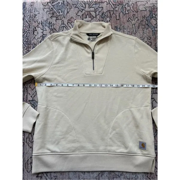 Carhartt Tencel Fiber Series Women's Half-Zip Pullover Sweatshirt Cream Medium - Image 9