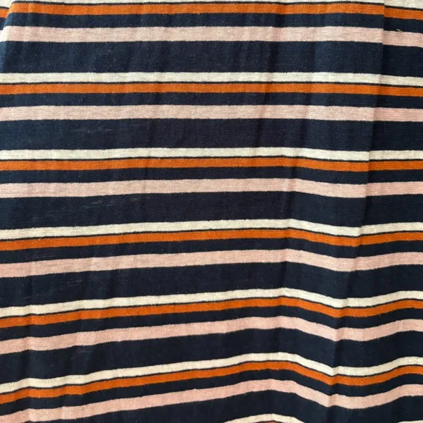 Madewell Striped Navy‎ Orange Pink Henley Dress NWT Size Small Hemp Cotton Blend - Image 8
