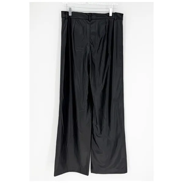 NWT ZARA Wide Leg Faux Leather Pants Women's‎ Size L Black - Image 3