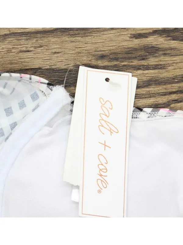 NWT Salt + Cove Plaid Underwire Bikini Swim Top 807027 Black White Multi L - Image 5