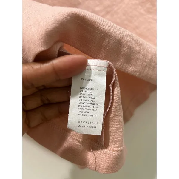 Backstage X Free People 100% Linen Blush Pink Mini Skirt Sz XS - Image 4