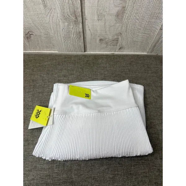 All In Motion Women L White Textured Pleated Skort w/ Inner Shorts Tennis Resort - Image 3