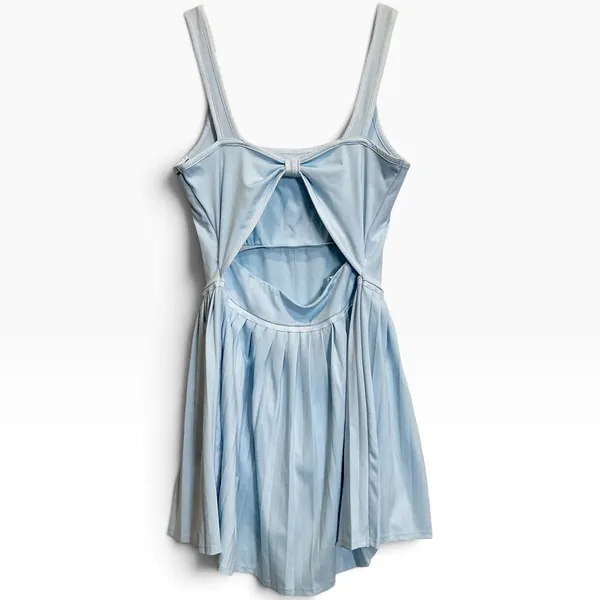 Tommy Bahama Pickleball Tennis Dress Pleated Open Bow Back Light Blue S - Image 2