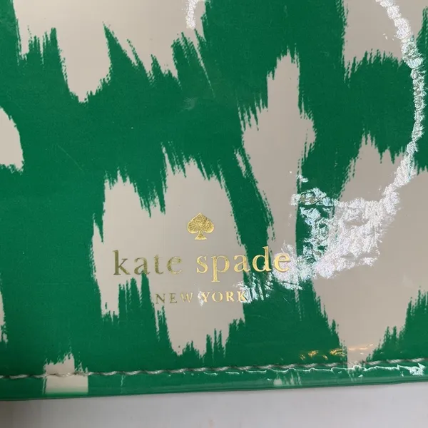 Kate Spade Painterly Cheetah Ikat Green Zippered Pouch with Pull Charm - Image 4