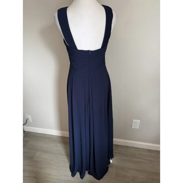 Xuibol Navy Blue Criss Cross Halter Neck Chiffon Full Length Gown Women S Formal - Image 4