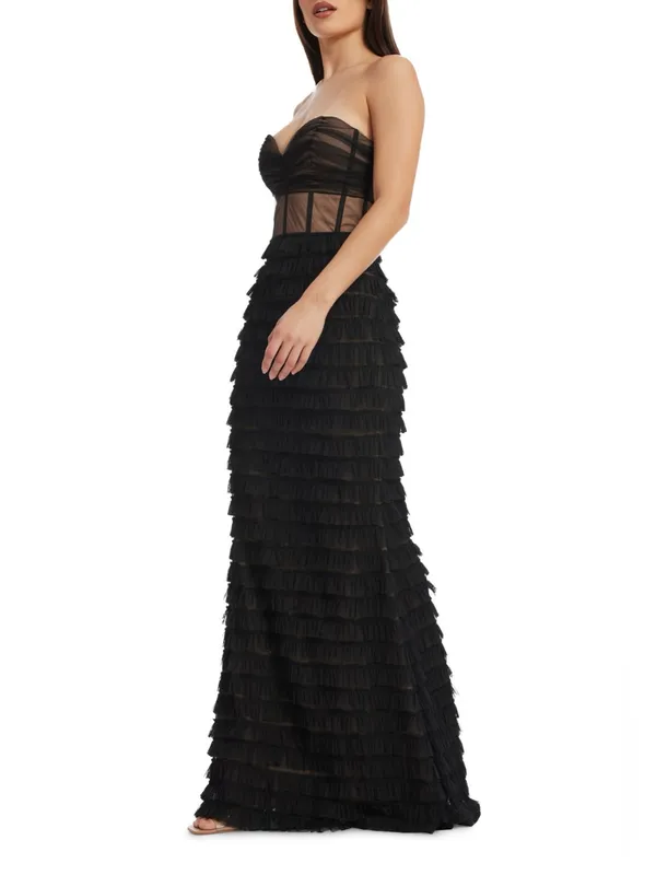 Dress the Population Grace Dress Mermaid Gown Black Nude Size S Black Tie Formal - Image 2