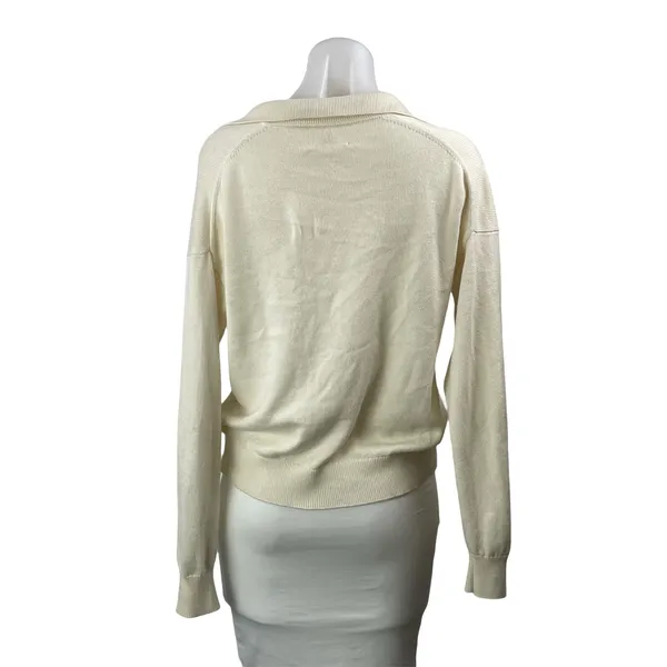Aritzia Wilfred Women's Cream Wool Knit Long Sleeve Polo Sweatshirt Sweater XS - Image 3