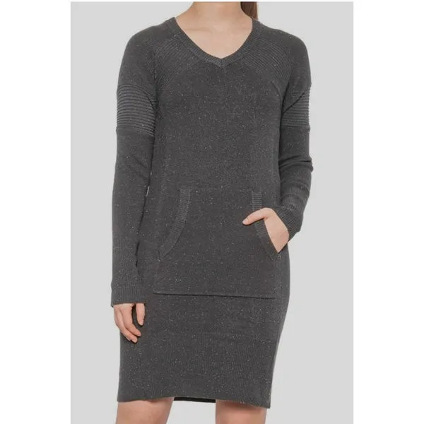 Prana Avalone Dress Womens Small Grey Two-Tone V-Neck Knit Sweater W33180721‎ - Image 3