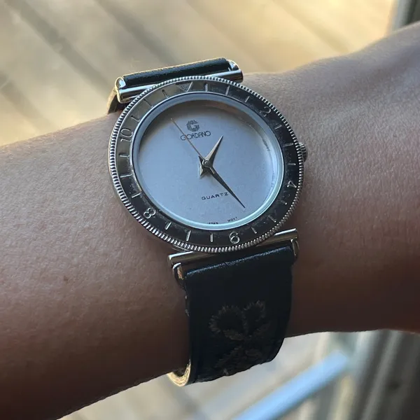 Vintage 80s Giordano watch leather Hong Kong black embroidered works! - Image 3
