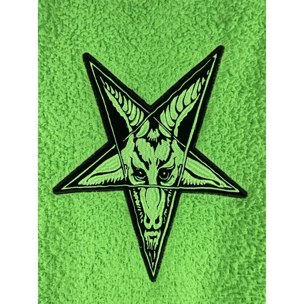 Black Craft Cult Green Sherpa Fleece Full‎ Zip Hoodie Witch Pentagram Size XS - Image 7