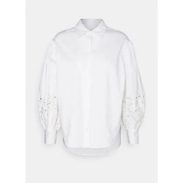 Kate Spade New York Poplin Cutwork Shirt White Button Down Eyelet Sleeve Size 8 - Image 4