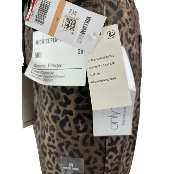 NEW William Rast Wild Cheetah Leopard Beige High Rise Skinny Denim Jeans Size 29 - Image 3