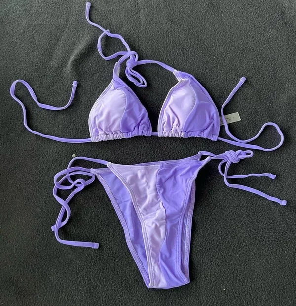 Boutique Purple color block bikini set - Image 3