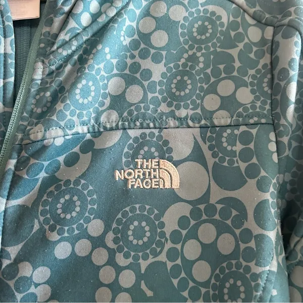 The North Face Fleece Lined TKA Stretch Zip Up Jacket Hoodie‎ Blue Floral Size L - Image 2