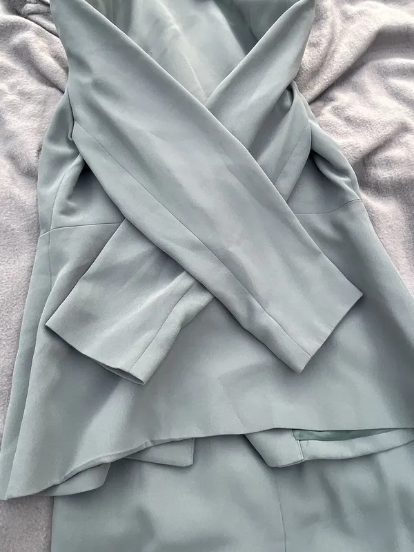 Petite Sophisticate Sea Green Pant Suit Set Size 6 - Image 7