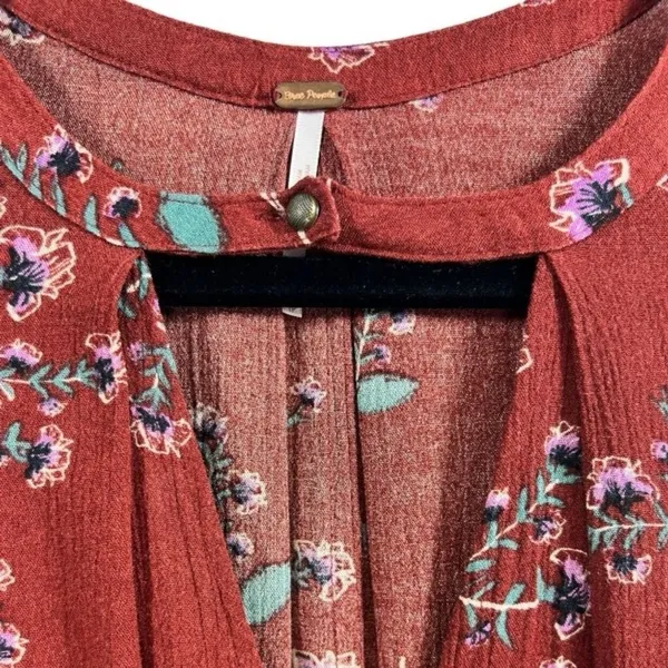 Free People Tree Swing Tunic Tank Mini Dress Crimson Floral Size XS Boho‎ - Image 6