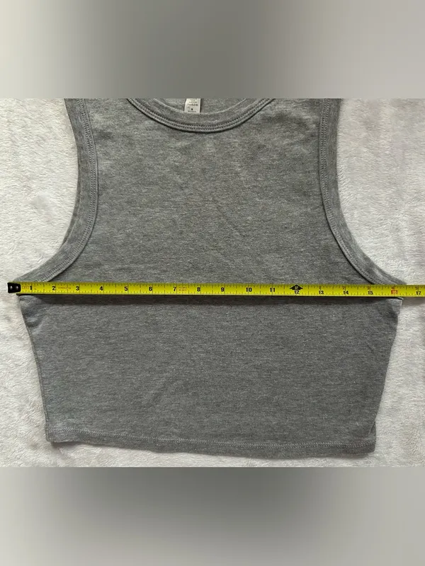 Gray Crop Tank Top Gray Size Medium Sleeveless Cropped Basic USA Strong - Image 3