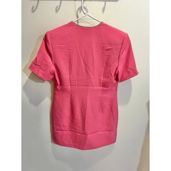 Anthropologie Rumored NWT Women Small Pink Crystal Bow Disco Mini Dress - Image 8