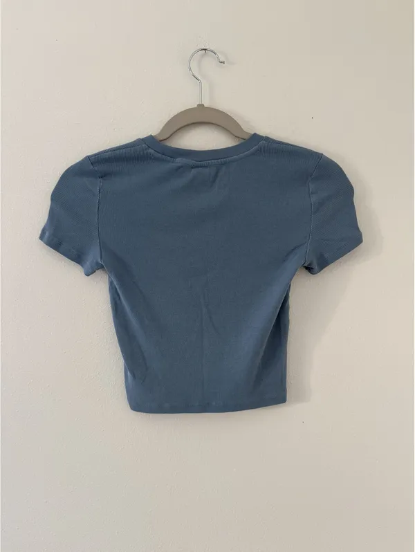 Aritzia TNA HomeStretch Rib Crew Y2K Fitted Ribbed Cotton Babydoll tee size xs - Image 8