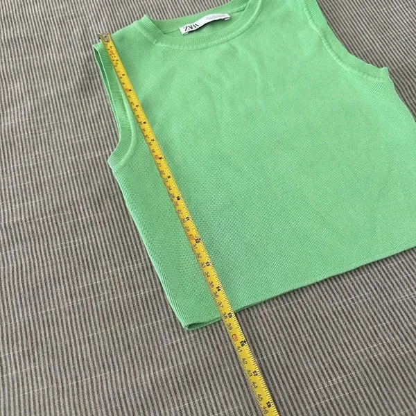 Women’s Zara Trendy Bright Crop Top Shirt Green Sz M Medium Viscose Blend - Image 5