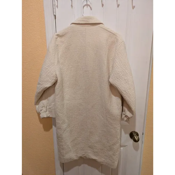 Zara Soft Cream Ladies Double Breasted Coat Size XS - Image 10