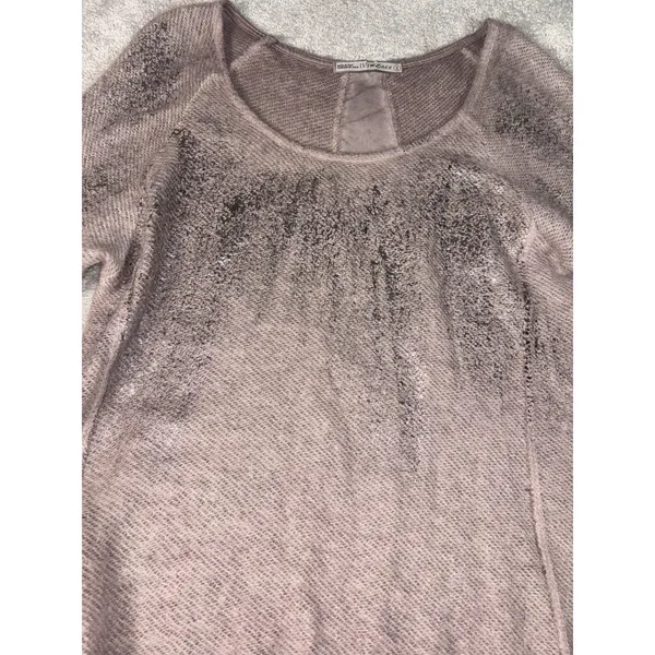 ivy and lace mohair blend‎ thin knit sweater italy small Roll Sleeves Metallic - Image 6