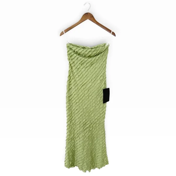 Lulus Faelyn Light Green Strapless Ruffled Midi Dress size Small NWT - Image 3